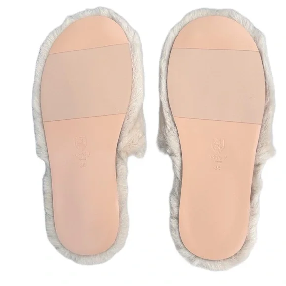 New Vivienne Hu Women's Cream Faux Fur Slide Slippers VHNY - Picture 9 of 10